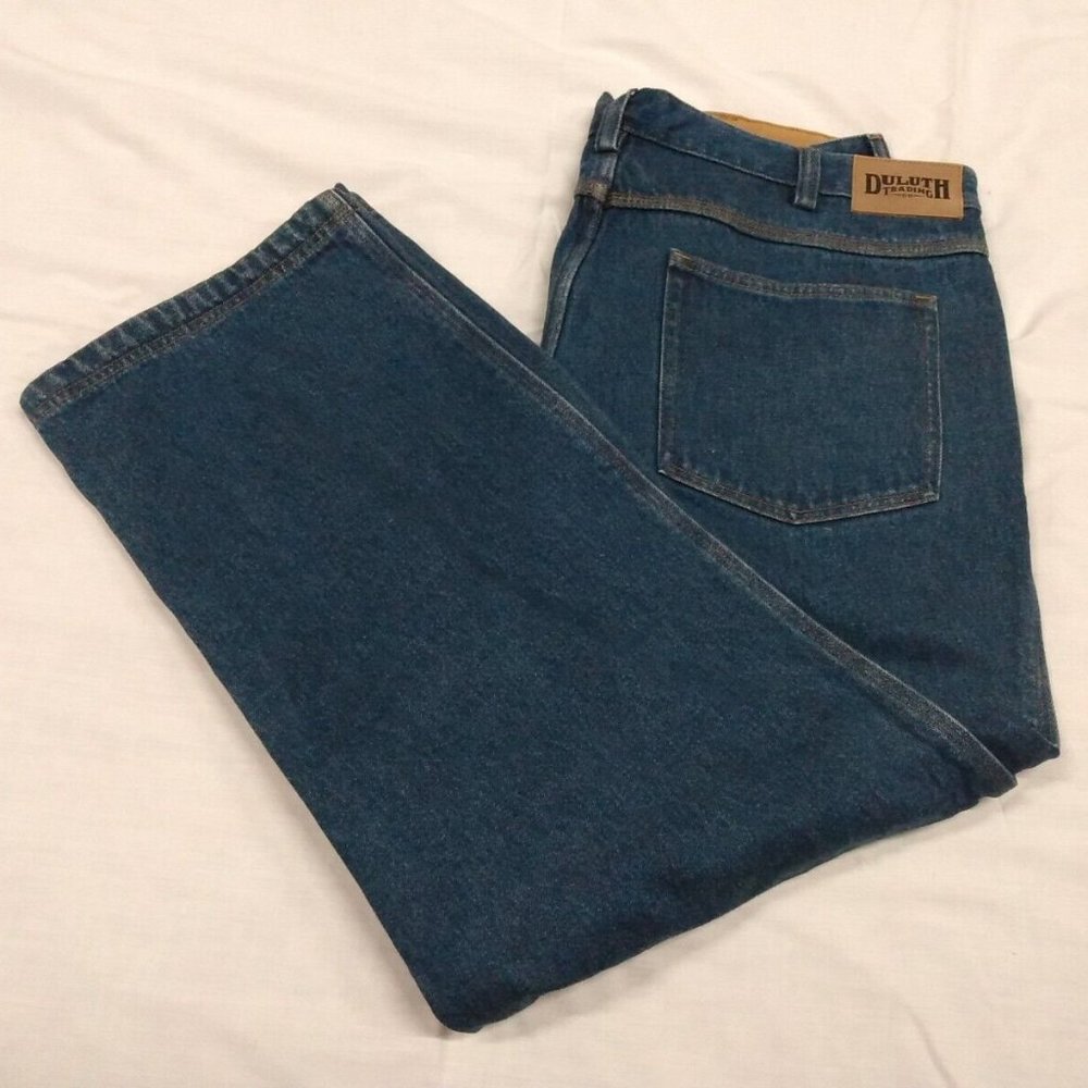 Duluth Trading Co 42x32 Men's Flannel Lined Insulated Blue Jeans